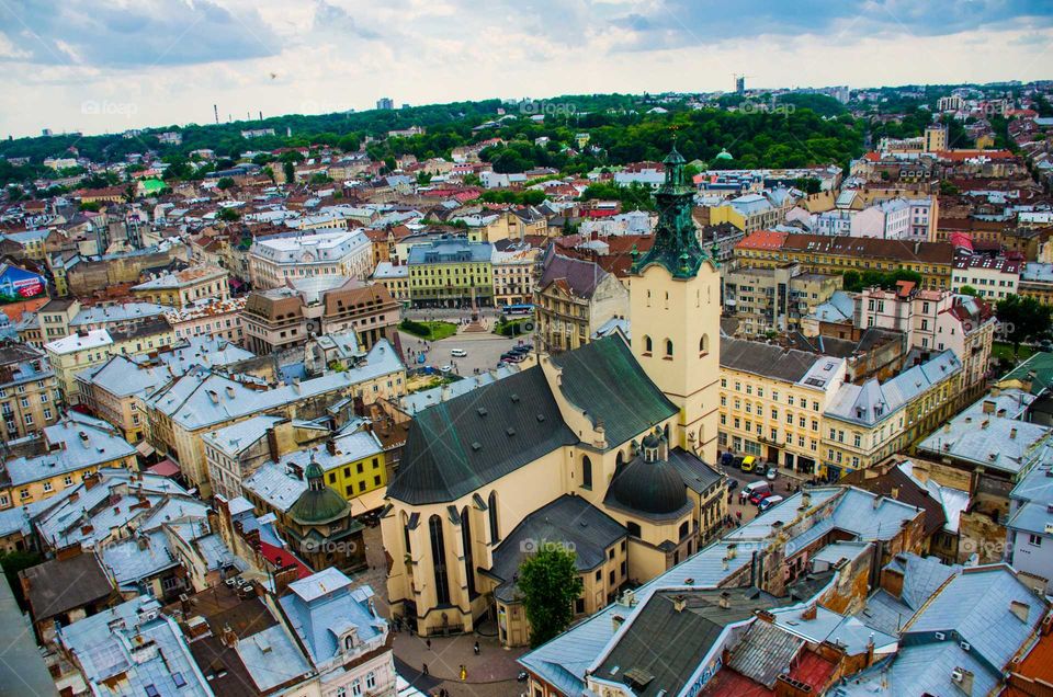 Lviv city architecture view