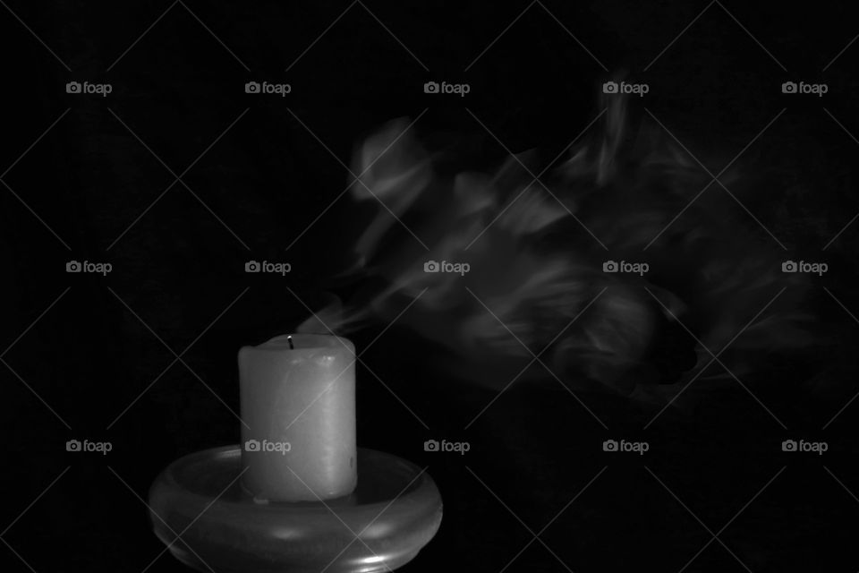 Black and white candle smoke