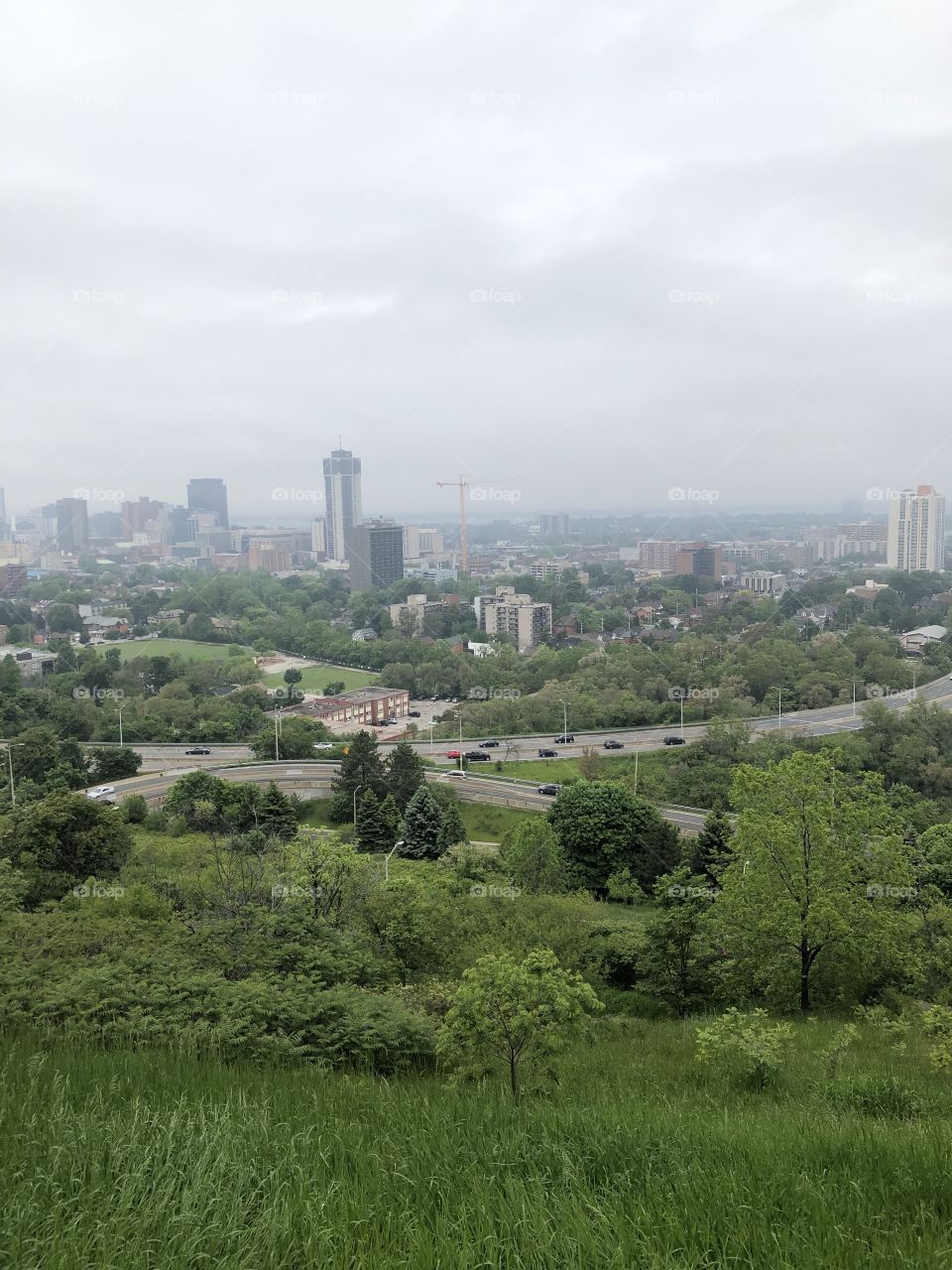 A foggy afternoon in Hamilton, Ontario makes for an inspiring view, perfect for a hike topped with a delicious hot beverage.