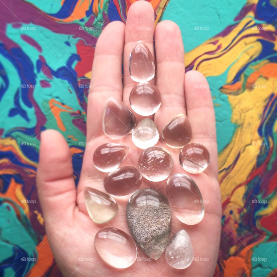 Crystal gems in hand 