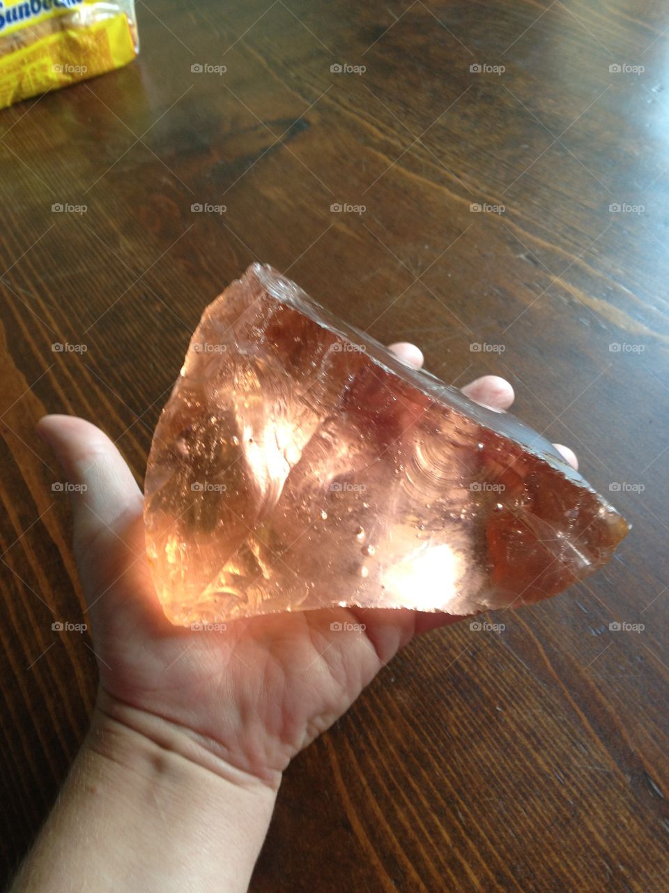 Giant chunk of pink slag glass. Giant chunk of pink slag glass.