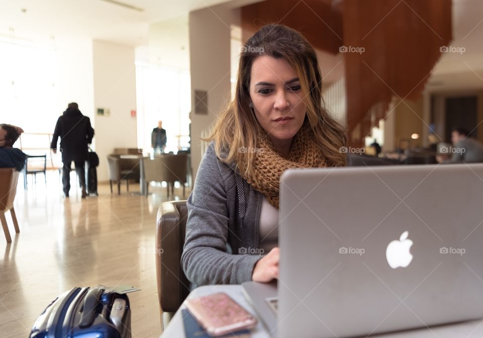 Business woman at the airport.