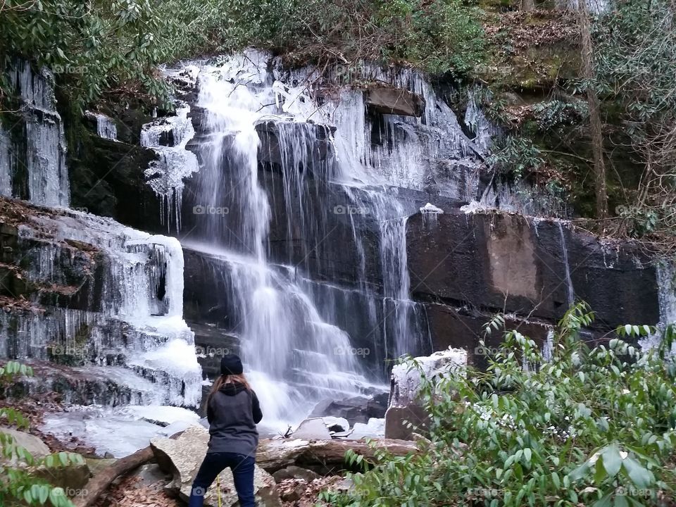 Bad branch falls, winter freeze, in the Georgia mountains