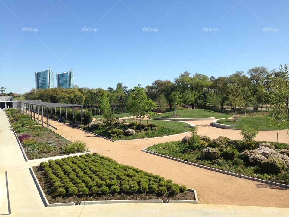 A view of the garden park in museum district