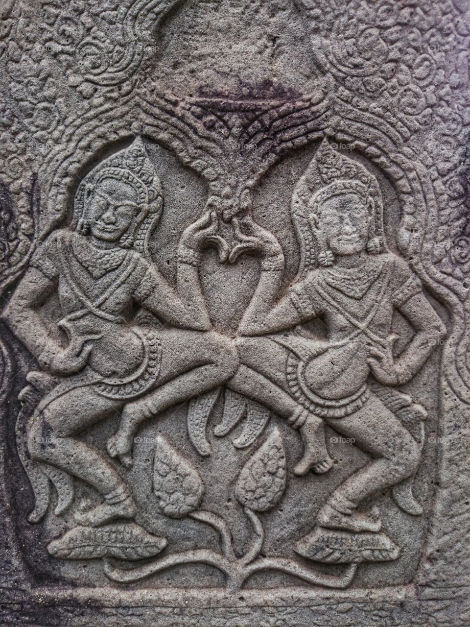 wall Art. wall art at Bayon Temple,  Angkor Thom cambodia