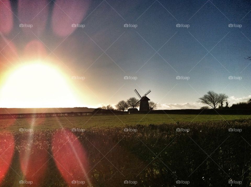 Windmill at sunset