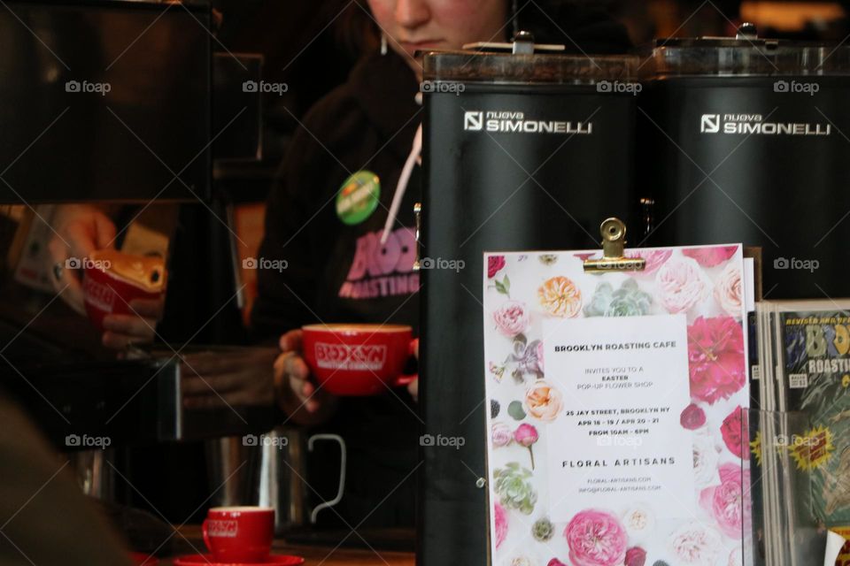 Barista making cappuccinos 