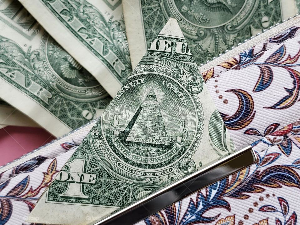 closeup, pyramid on United States of America Dollar