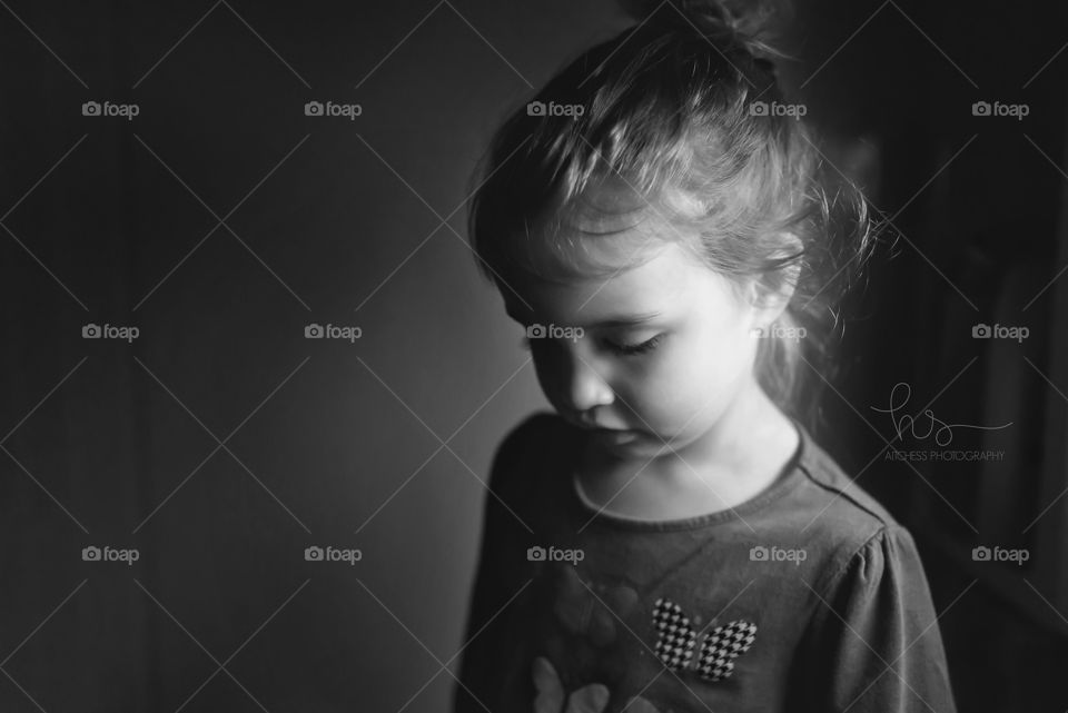 Girl in black and white