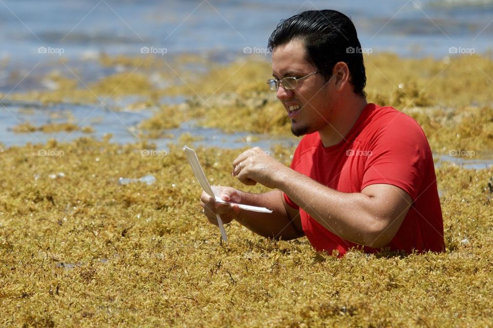 Man Taking A Seaweed Bath 