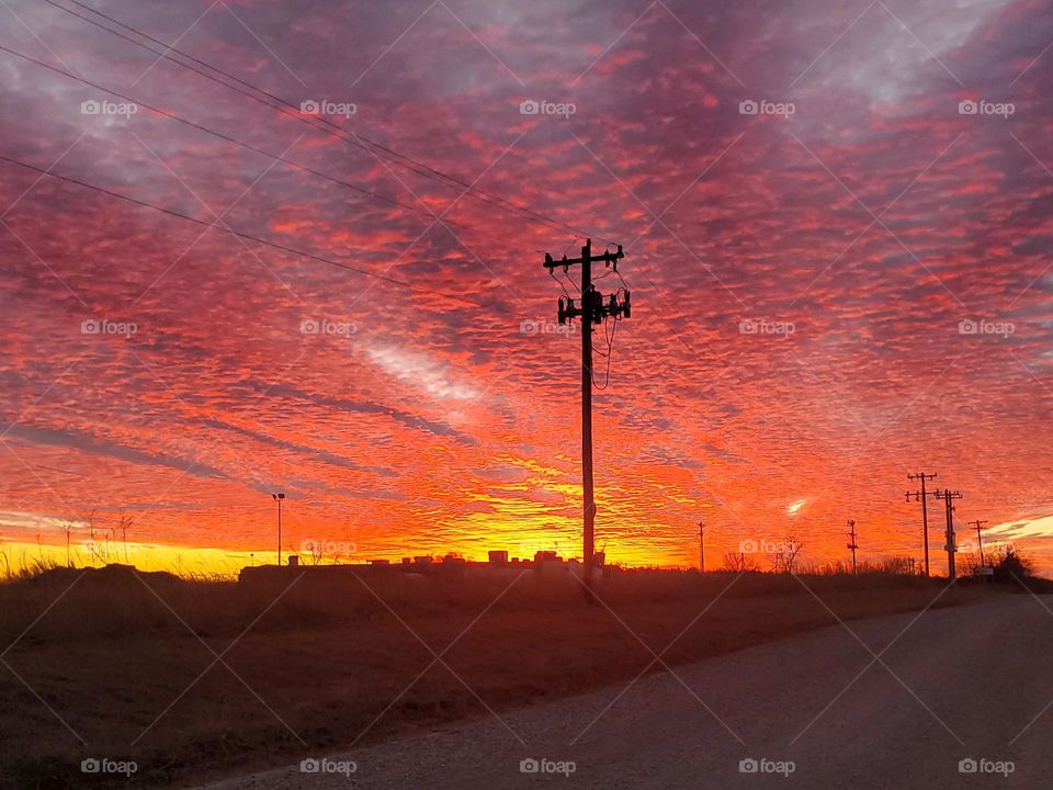 Sunset view on the back roads in Oklahoma