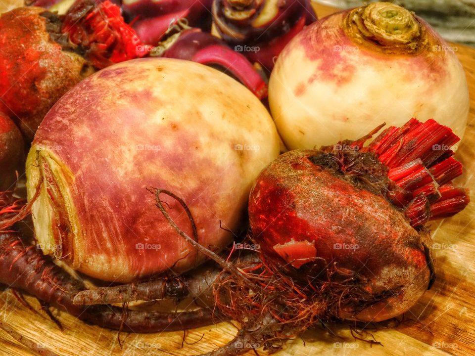 Organic Turnips And Beets. Fresh Root Vegetables