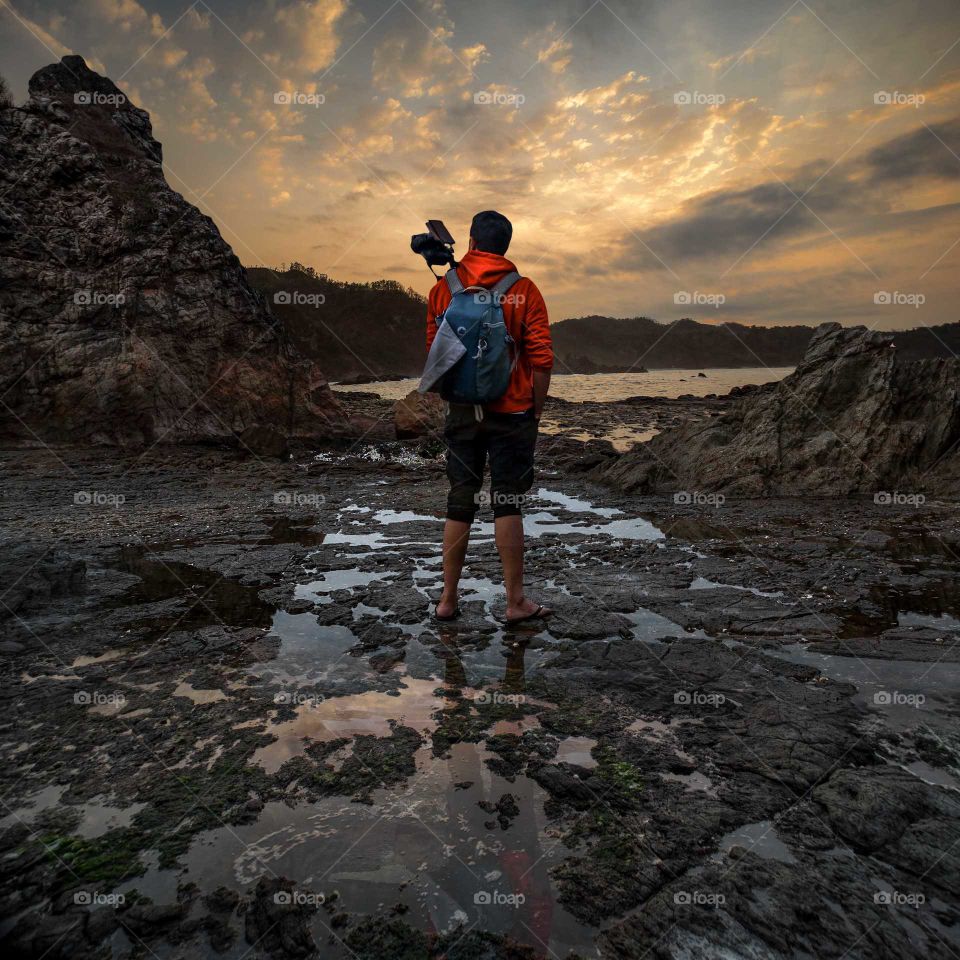 a beautiful Moment in Watu Lumbung beach, Yogyakarta.