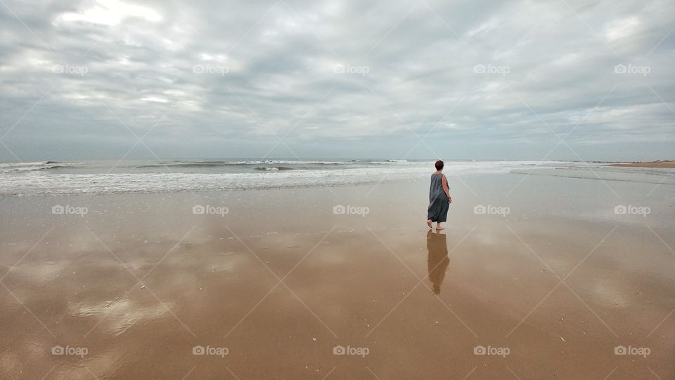 Walk on empty beach.