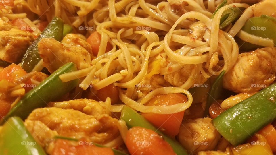 Close-up of chicken noodles