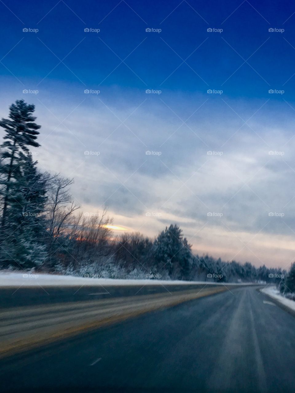 Dawn drive to work after a storm 