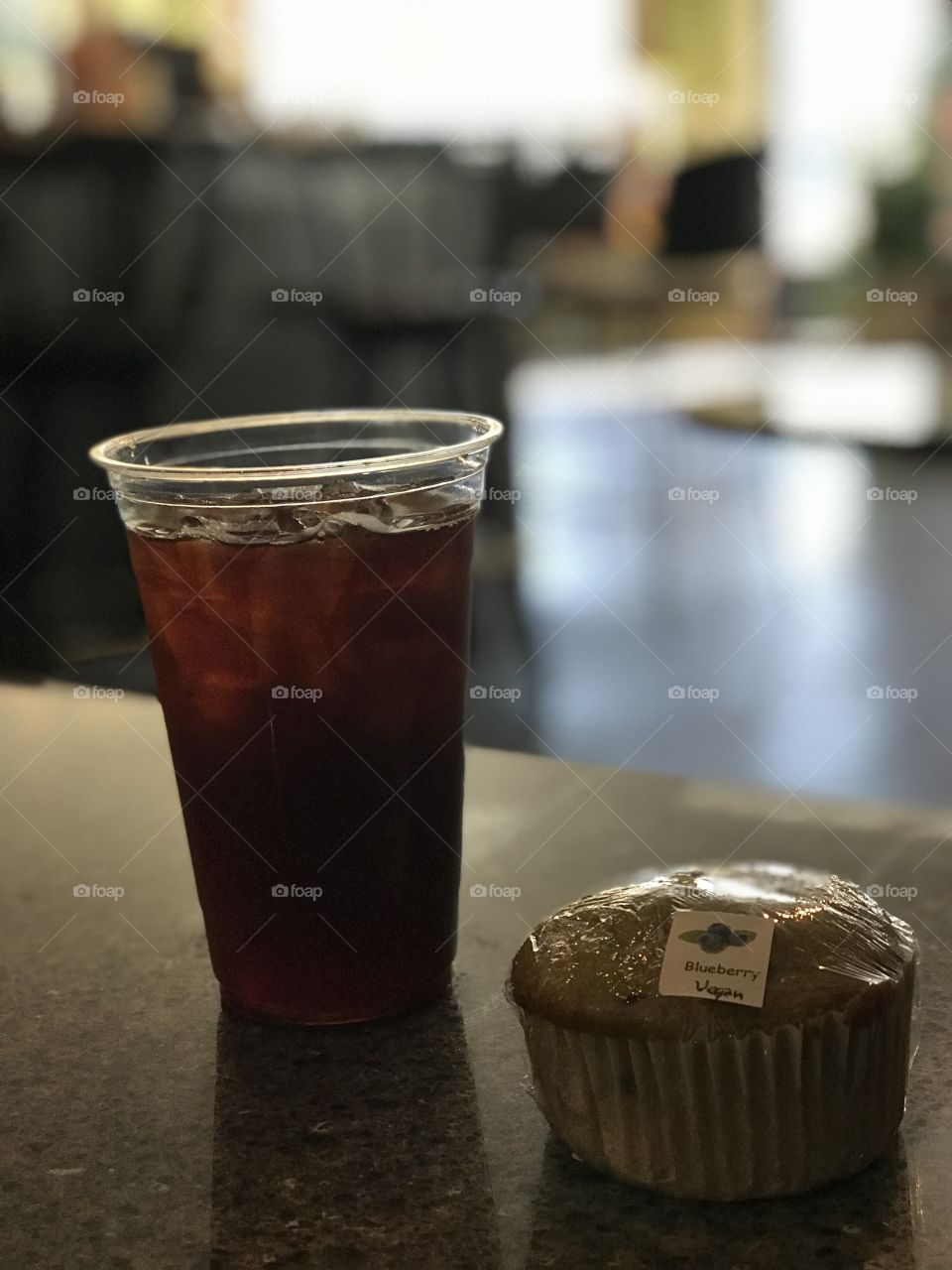 Iced Coffee and Vegan Muffin