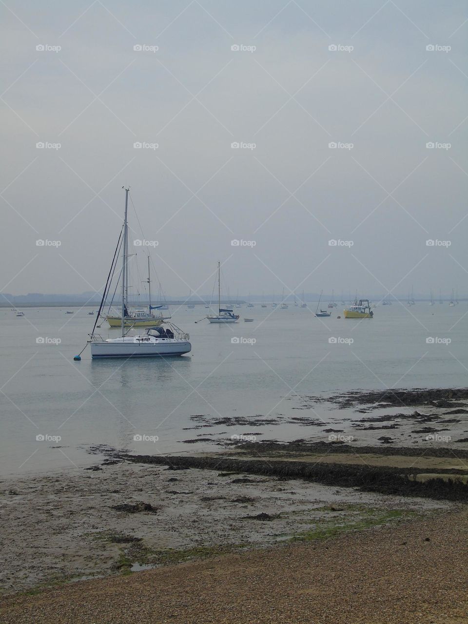 Beautiful picture as postcard, sailboats, fishing, The Quay Bawdsey Ferry, UK