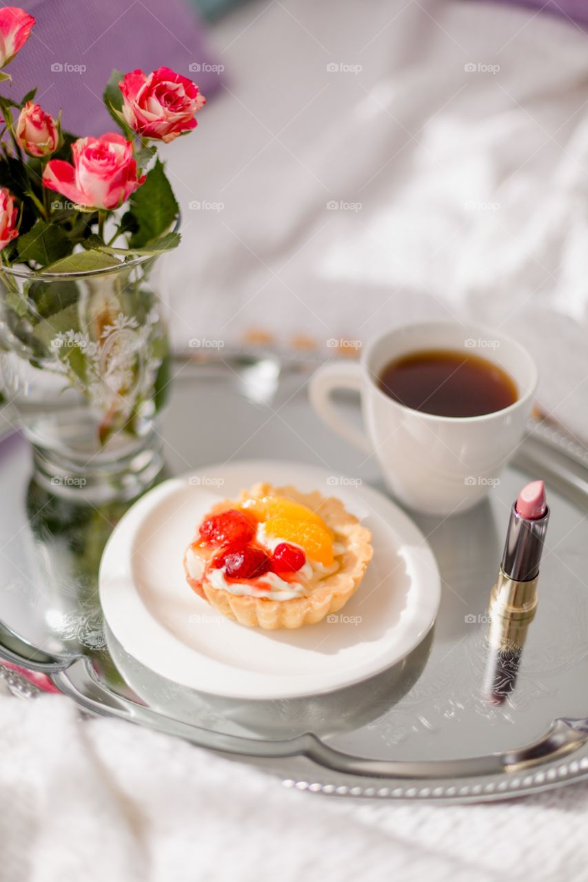 Morning breakfast in bed