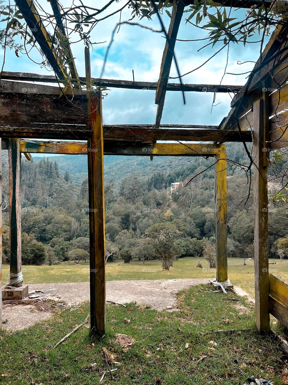 columns of an abandoned house.