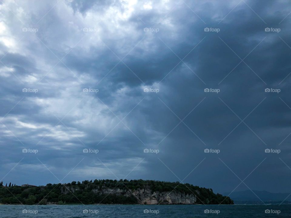 View of lake Garda near Sirmione Italy coast