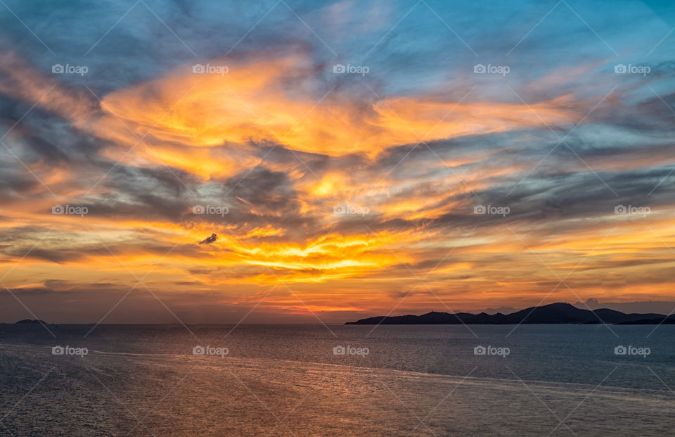 Beautiful sunset and twilight sky moment in Phattaya city Thailand