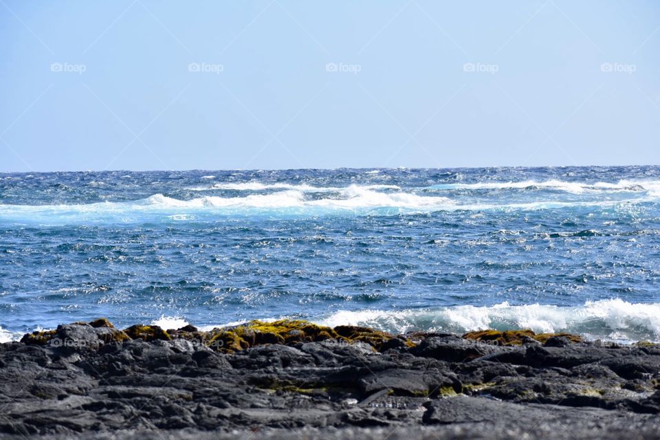 Shoreline at punaluu beach