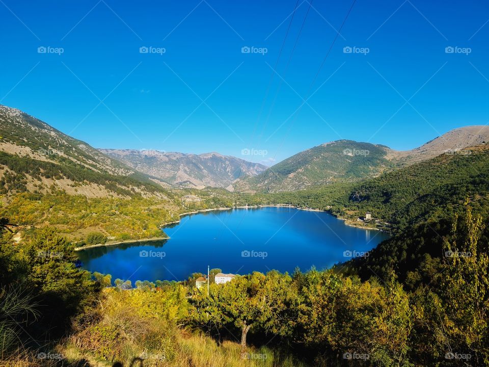 heart-shaped photo from the top of Lake Scanno (Abruzzo, Italy)