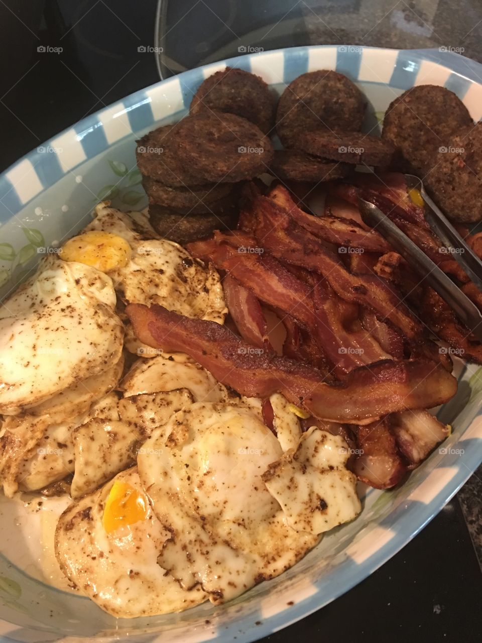 Eggs bacon and sausage 
