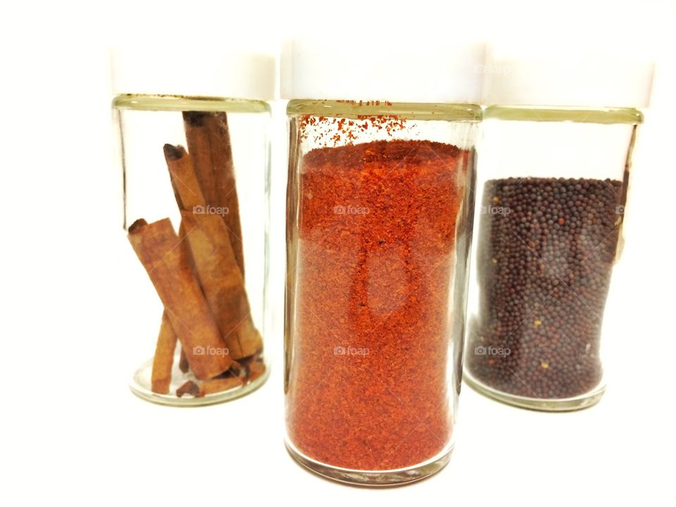 Condiments in glass jars