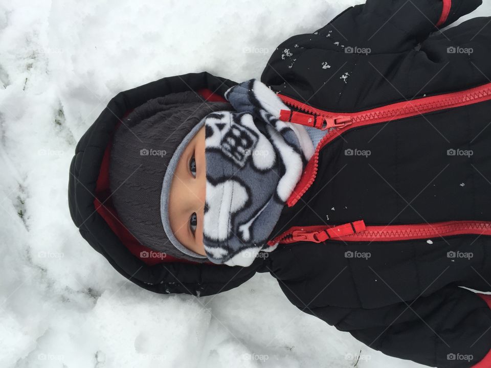 SnowBoy. First snow fall fun, enjoying the day 
