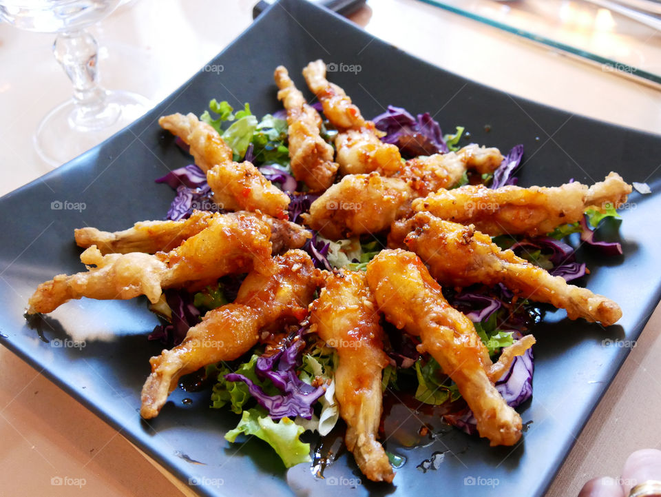 High angle view of seafood in plate