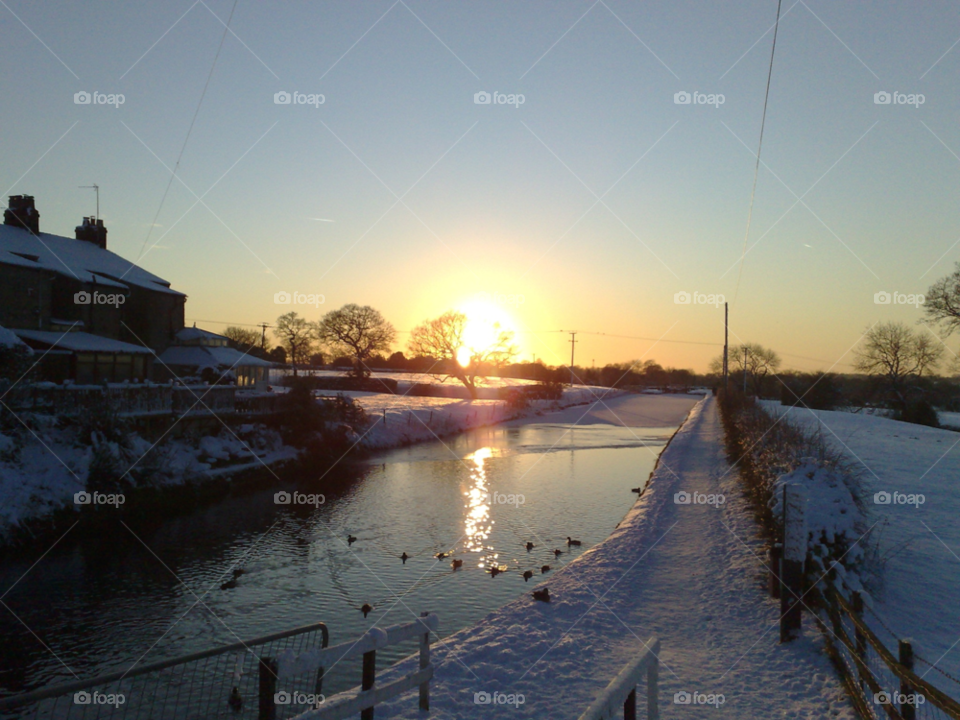 snow winter scene canal by jamethyst