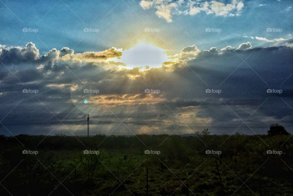 Sunbeams through the clouds 