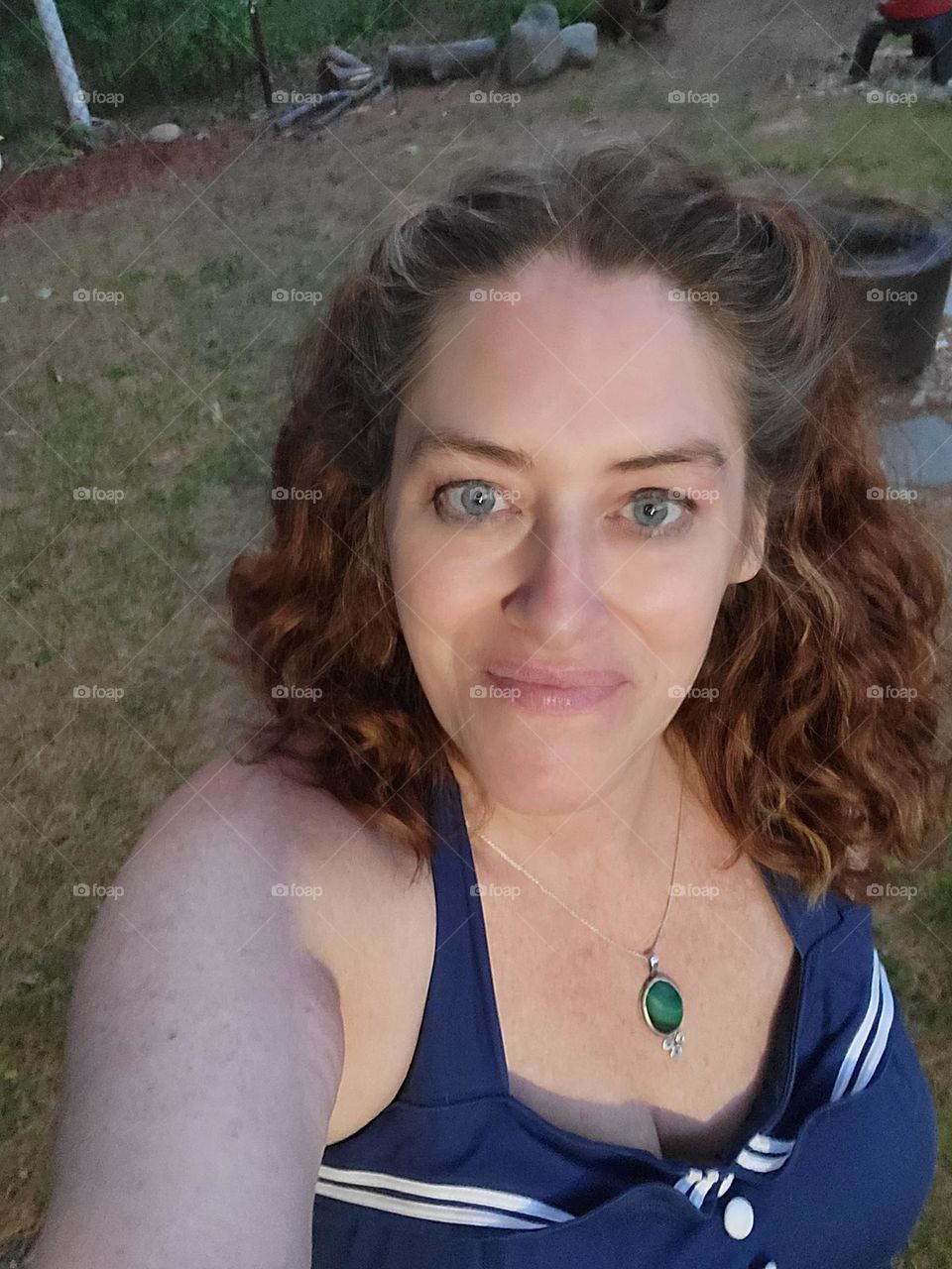Getting old isnt so bad. Backyard selfie in a sailor dress