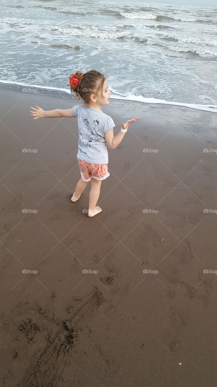 Child, Beach, Seashore, Water, Sea