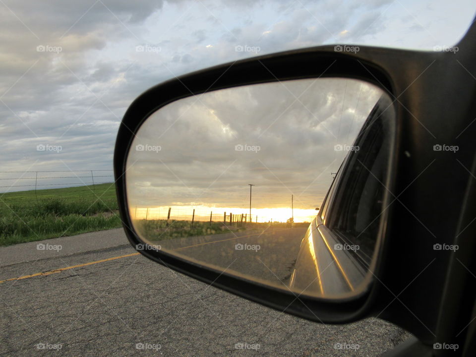 Sunset in mirror