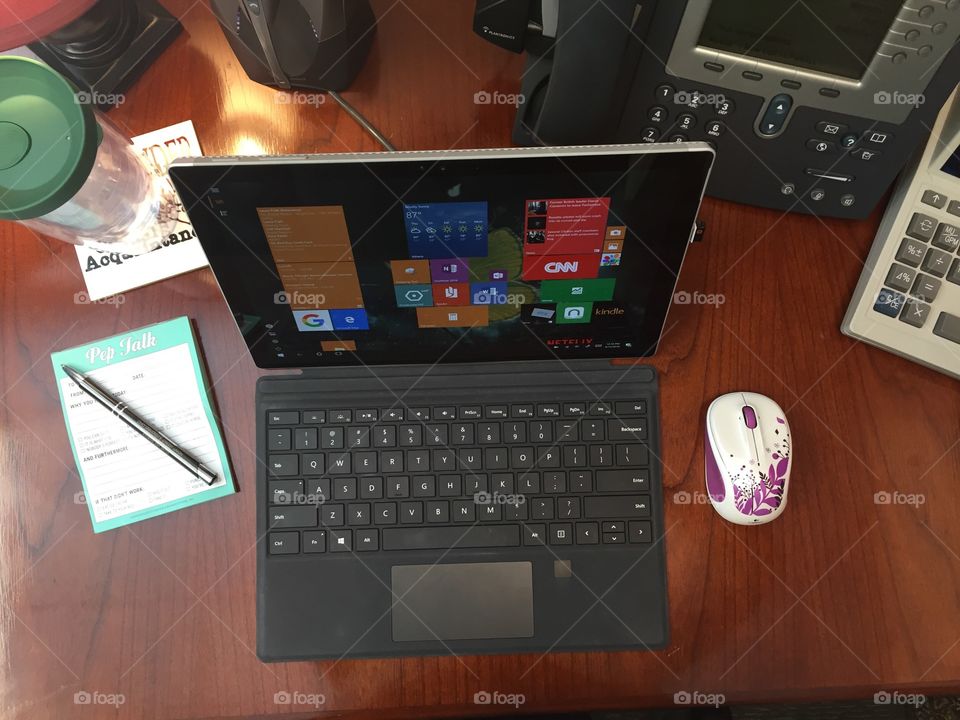 Surface on a desktop workspace. 