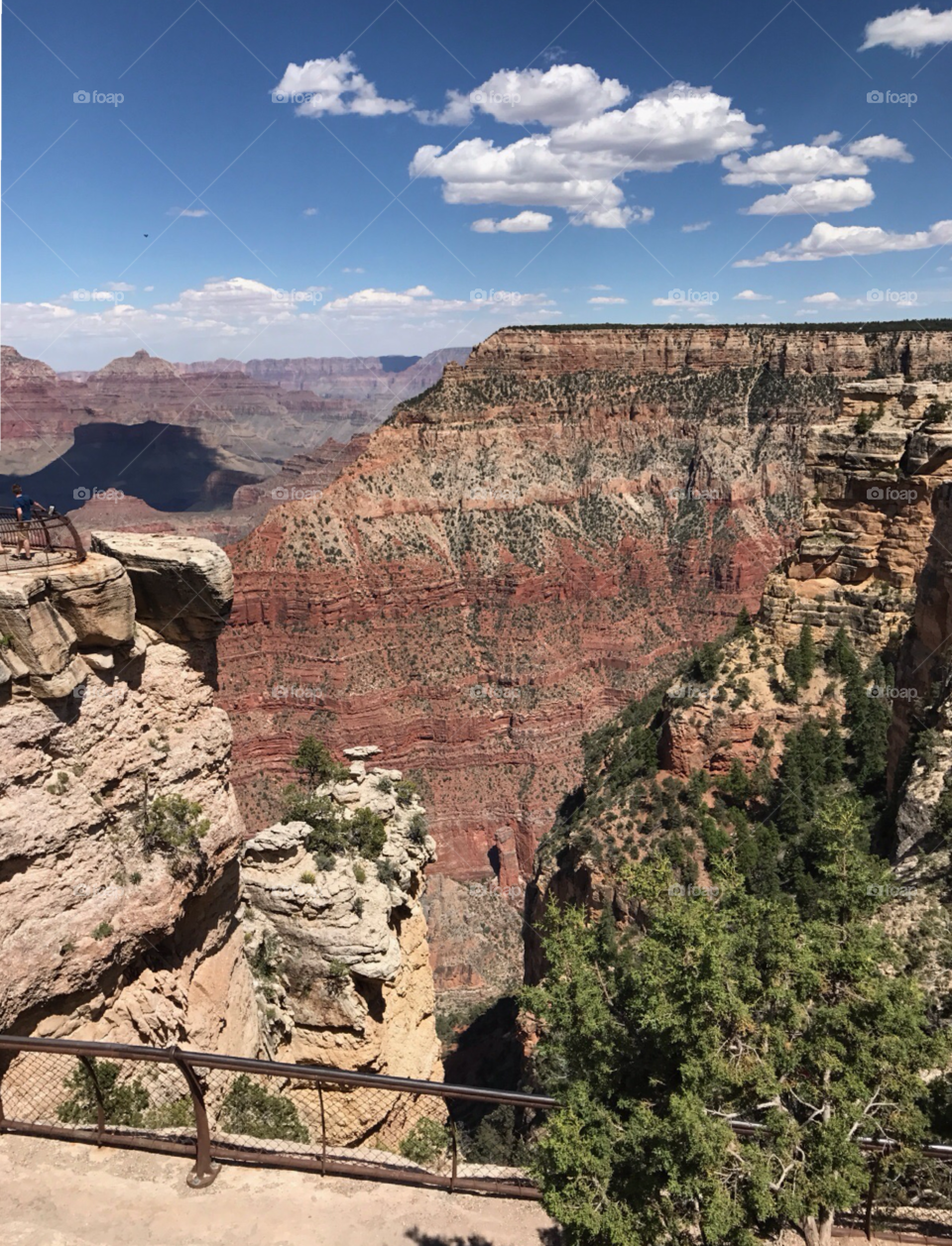 The stunning Grand Canyon. Notice the hiker on the far left on top to the rock.