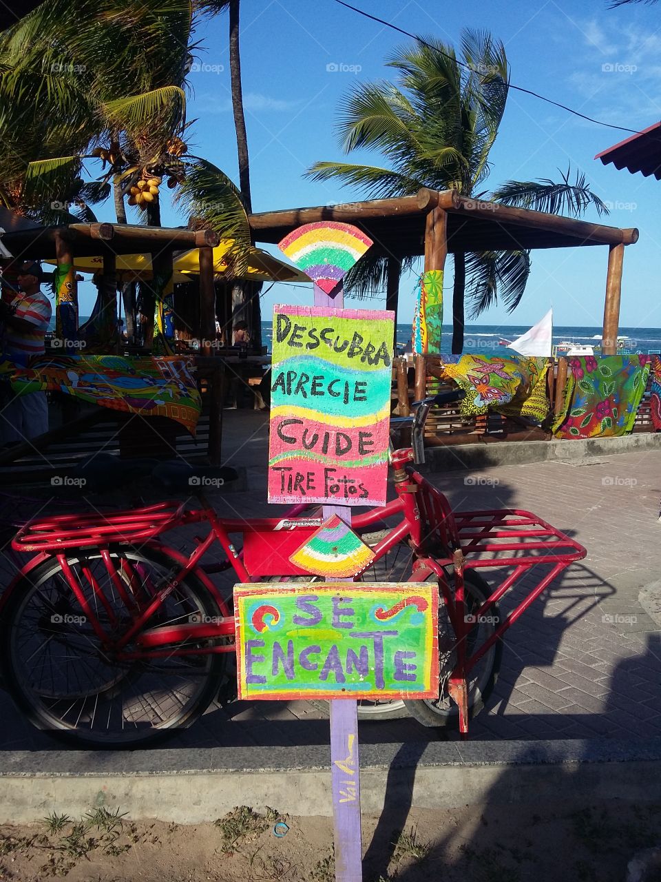 Cute Sign. "Figure out,  enjoy, take care and take pictures"