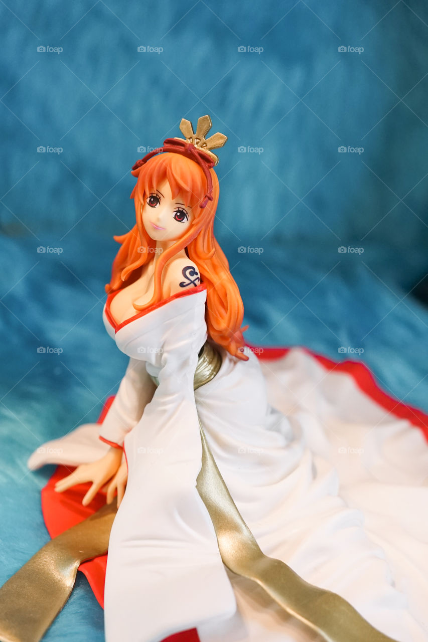 Bangkok, Thailand - February 24, 2018 : A photo of One Piece characters pirate Nami in princess kimono. One piece is a very famous and successful Japanese animation and manga. Editorial use only.