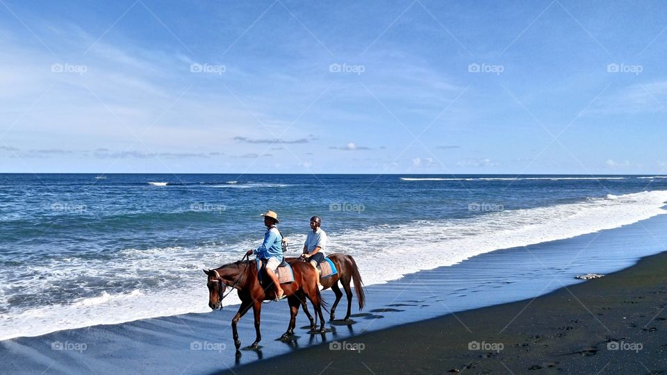 Horse ride along the Ocean. Bali horse riding