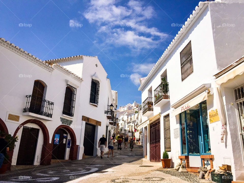 Beautiful Spanish white village in Andalusia on a sunny day