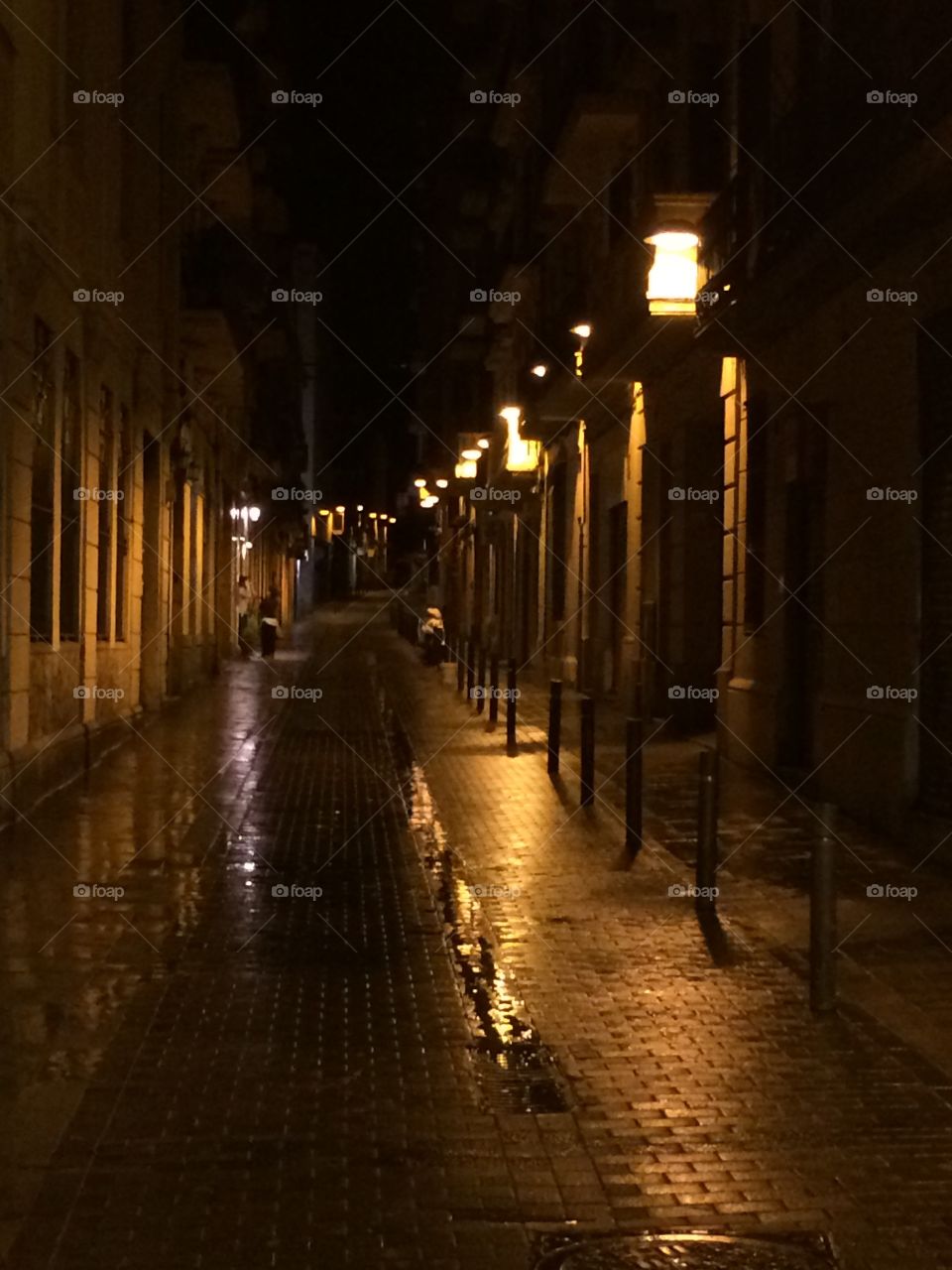 Barcelona night street scene
