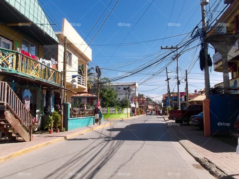 Photo from moving car traveling in Roatan, Honduras