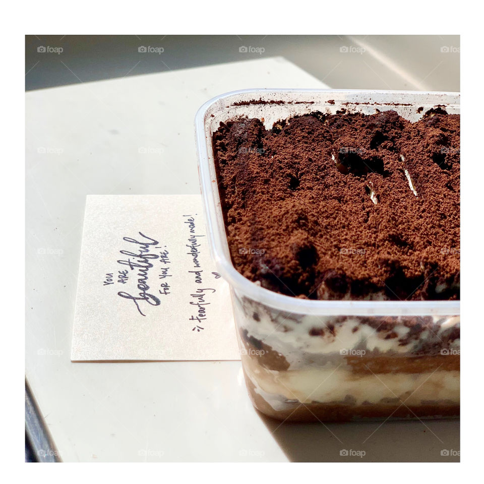 Homemade Italian dessert tiramisu handcrafted with love ~you are beautiful for you are 