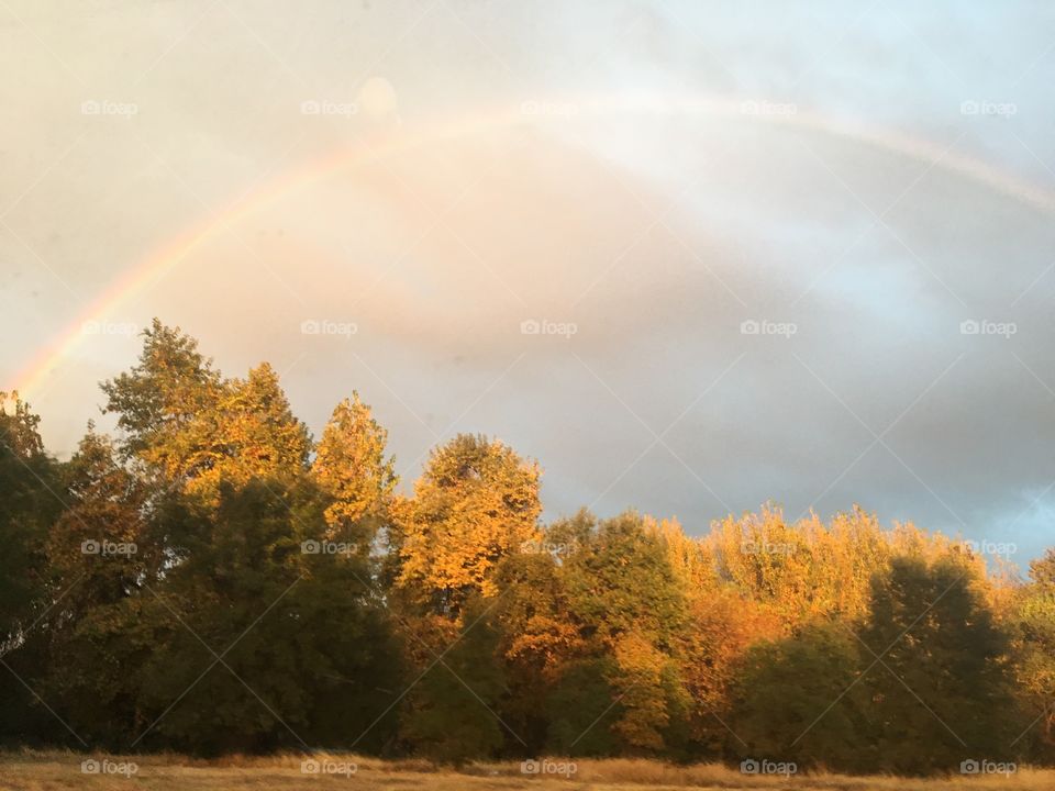 Rainbow with moon in Sacramento