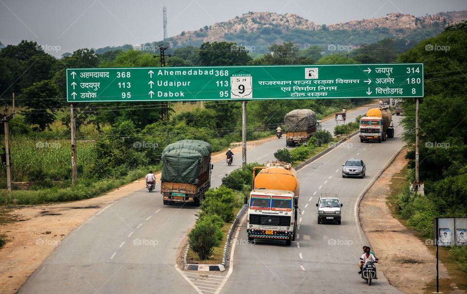 all kinds of Indian transport on the highway