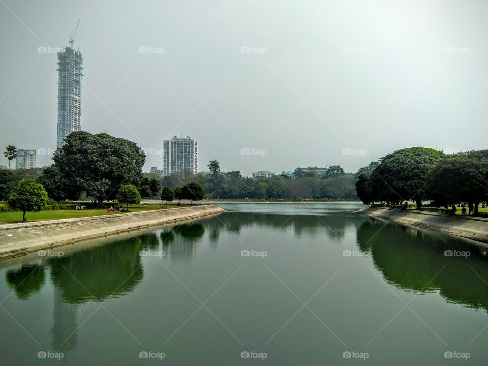 lake of garden of Victoria hall at kolkata