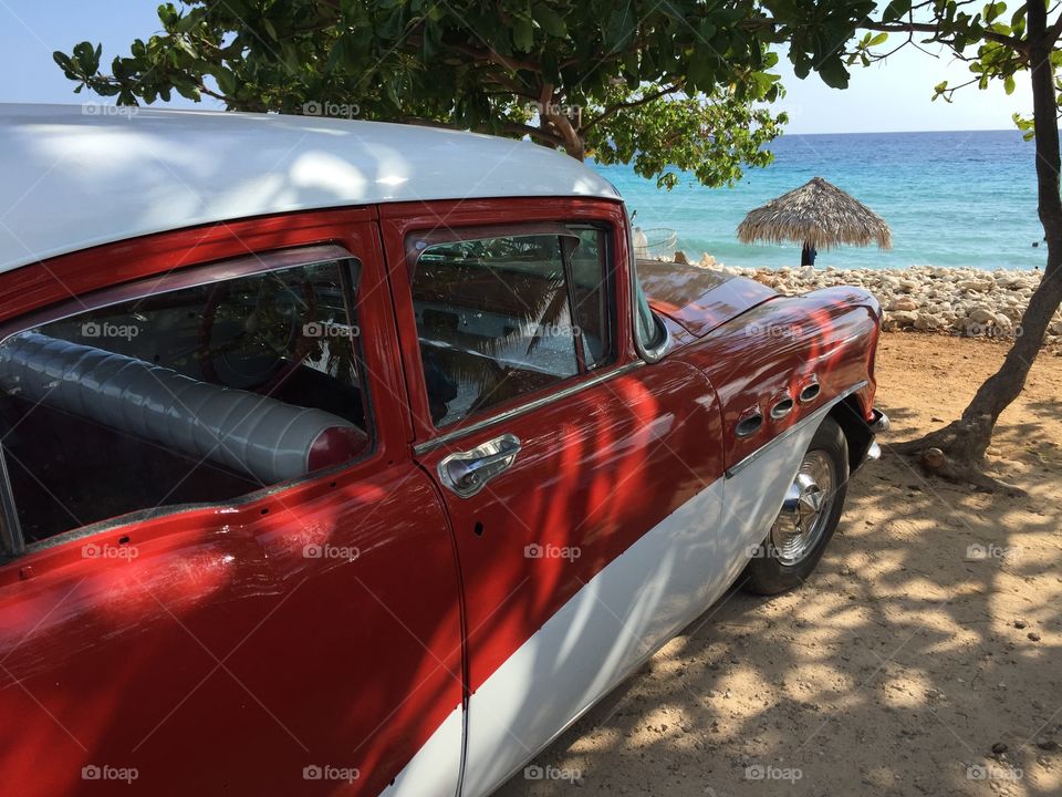 Old car on beach, trinidad ,cuba